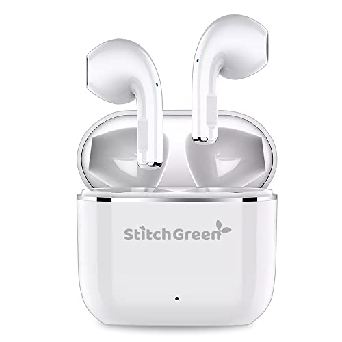 StitchGreen Pro 4 Bluetooth Earbuds TWS Wireless Sound Noise Cancelling, Wireless Earbuds with 5.1 Built-in Mic, Touch Sensor Control, IPX-4 Waterproof Compatible with iPhone/Android