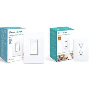 kasa smart kp200 plug by tp-link & smart hs220 dimmer switch by tp-link, single pole, needs neutral wire, wi-fi light switch for led lights, compatible with alexa and google assistant, 1-pack