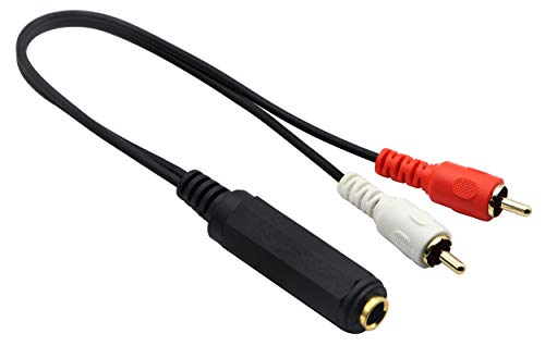 zdyCGTime 6.35mm to 2 RCA Y Splitter Cable, Gold-Plated 6.35mm (1/4 inch) TRS Female to 2 (Dual) RCA Male Stereo Audio Y Splitter Extension Adapter Cable (12Inch/30CM)