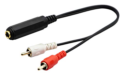 zdyCGTime 6.35mm to 2 RCA Y Splitter Cable, Gold-Plated 6.35mm (1/4 inch) TRS Female to 2 (Dual) RCA Male Stereo Audio Y Splitter Extension Adapter Cable (12Inch/30CM)