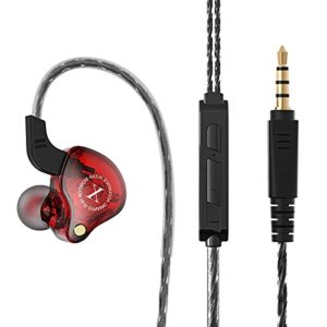 skmisk 3.5mm earphone wired headphone noise cancelling in-ear earbuds with microphone – red