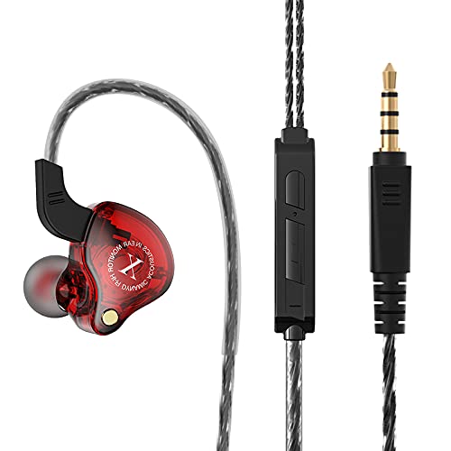 Skmisk 3.5mm Earphone Wired Headphone Noise Cancelling in-Ear Earbuds with Microphone - Red