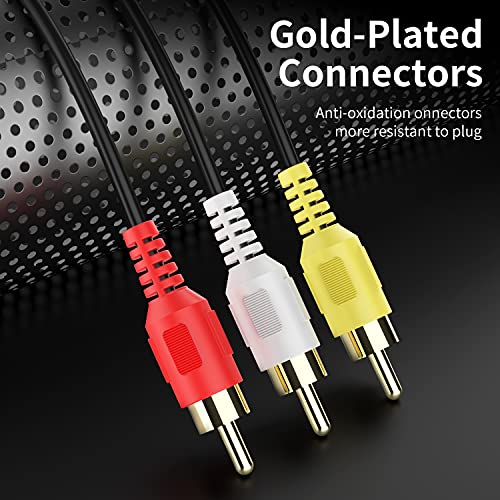 Abireiv Audio Video RCA Cable, 25FT 3RCA to 3RCA Composite AV Cable Compatible with Set-Top Box, Speaker, Amplifier, DVD Player, 24K Gold Plated