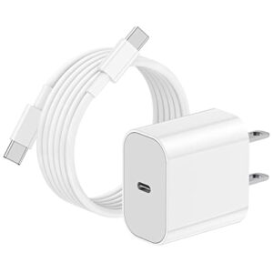 20w usb c fast charger for ipad pro 12.9, 11 inch 2018, ipad air 5th/4th 10.9 inch 2022/2020, ipad mini 6 generation 2021, type c charger with 10 ft usb c to c charging cable for for samsung galaxy