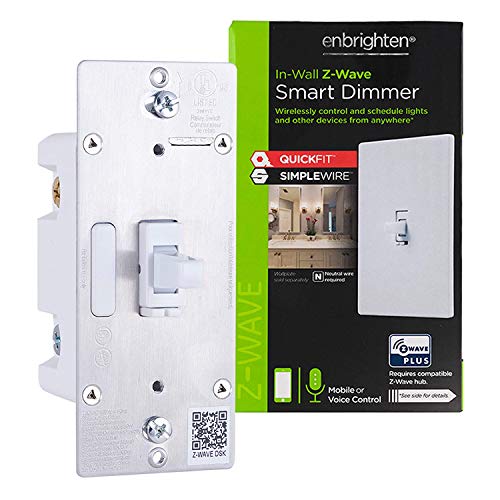 Enbrighten Z-Wave Plus Smart Light Dimmer with QuickFit and SimpleWire, 3-Way Ready, Compatible with Alexa, Google Assistant, ZWave Hub & Neutral Wire Required, Toggle, 46204