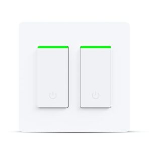 smart light switch 2 gang wifi smart light double switch work with alexa, google assistant,wireless control, 2.4g wifi smart light switch, single-pole, neutral wire required