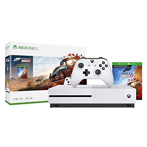 Microsoft Xbox One S 1TB/2TB Forza Horizon 4 Bonus Bundle: Forza Horizon 4, Xbox Wireless Controller, Xbox One S 4K HDR Console - White One S Gaming Console with 4K Blu-Ray Player