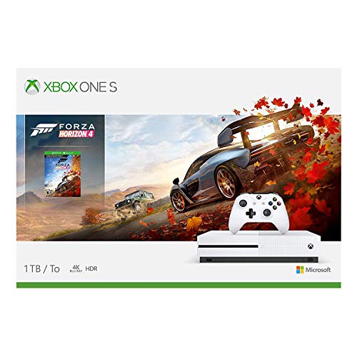 Microsoft Xbox One S 1TB/2TB Forza Horizon 4 Bonus Bundle: Forza Horizon 4, Xbox Wireless Controller, Xbox One S 4K HDR Console - White One S Gaming Console with 4K Blu-Ray Player