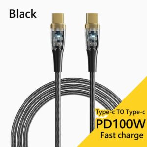 USB C to USB C PD Fast Charging Cable 100W 6ft 4ft Type-C 2.0 for MacBook Pro Air, iPad Pro 2022 2021 iPad Air 5, Tear-Down, Galaxy S22, Note 20, Google Pixel, Switch, Surface Book, Transparent Shell
