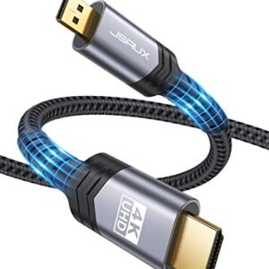 JSAUX 4K Micro HDMI to HDMI Cable 6.6 FT, Micro HDMI to Standard HDMI Cord Braided Support 4k 60Hz HDR 3D ARC 18Gbps Compatible with Sony A6000 A6300 Camera, Lenovo Yoga and More (Grey)