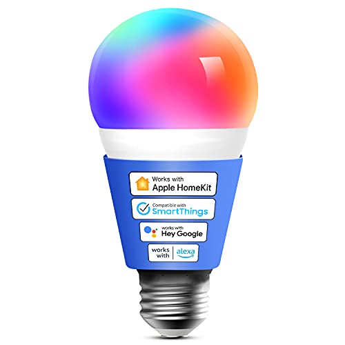 meross Smart LED Light Bulb, Smart WiFi LED Bulbs Compatible with Apple HomeKit, Siri, Alexa, Google Home & SmartThings, Dimmable E26 Multicolor 2700K-6500K RGBWW, 810 Lumens 60W Equivalent, 1 Pack