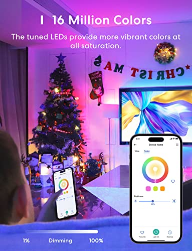 meross Smart LED Light Bulb, Smart WiFi LED Bulbs Compatible with Apple HomeKit, Siri, Alexa, Google Home & SmartThings, Dimmable E26 Multicolor 2700K-6500K RGBWW, 810 Lumens 60W Equivalent, 1 Pack