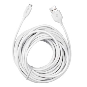 smays 26ft power extension cable compatible with wyze cam, zmodo, blink mini, oculus go, kasa cam, yi home security camera in outdoor indoor, long micro usb cord white