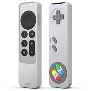 elago r4 retro case compatible with 2022 apple tv 4k siri remote 3rd generation, compatible with 2021 apple tv siri remote 2nd gen – classic controller design [non-functional], protective (light grey)