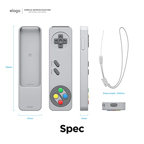 elago R4 Retro Case Compatible with 2022 Apple TV 4K Siri Remote 3rd Generation, Compatible with 2021 Apple TV Siri Remote 2nd Gen - Classic Controller Design [Non-Functional], Protective (Light Grey)