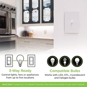 Enbrighten Z-Wave Smart Toggle Light Switch with QuickFit and SimpleWire, 3-Way Ready, Compatible with Google Assistant, ZWave Hub Required, Repeater/Range Extender, White, 46202