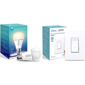 kasa smart light bulb & smart dimmer switch by tp-link, single pole, needs neutral wire,wifi light switch for led lights, compatible with alexa and google assistant,ul certified, 1-pack(hs220)