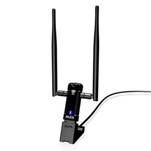 Alfa Long-Range Dual-Band AC1200 Wireless USB 3.0 Wi-Fi Adapter w/2x 5dBi External Antennas - 2.4GHz 300Mbps / 5Ghz 867Mbps - 802.11ac & A, B, G, N
