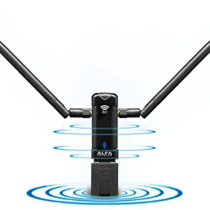 Alfa Long-Range Dual-Band AC1200 Wireless USB 3.0 Wi-Fi Adapter w/2x 5dBi External Antennas - 2.4GHz 300Mbps / 5Ghz 867Mbps - 802.11ac & A, B, G, N