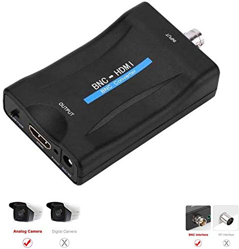 BNC HDMI Adapter CVBS Analog Component Female BNC Input 720P 1080P Coax HDMI Composite Out HDCP Deep Color Video Audio Converter Box Hook up Security Camera CCTV Surveillance CVR DVRs to HD TV Monitor