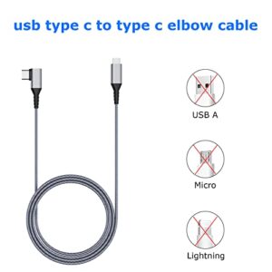 WATACHE USB C to USB C Cable, 6.6 ft Galaxy S23/23 Plus/23 Ultra Fast Charging Right Angle Type C Cable, Nylon Braided Type-C Cable 2 Pack for Home Office Travel Cord Charging(6.6 Ft, 2 Gary)