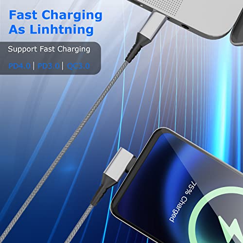 WATACHE USB C to USB C Cable, 6.6 ft Galaxy S23/23 Plus/23 Ultra Fast Charging Right Angle Type C Cable, Nylon Braided Type-C Cable 2 Pack for Home Office Travel Cord Charging(6.6 Ft, 2 Gary)