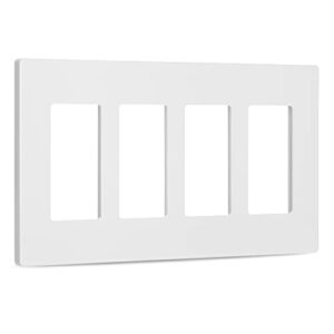 bates- screwless decorator wall plates, 4 gang wall plate, decorator wall plate, outlet covers, wall plates, white outlet covers, 4 gang screwless wall plate, screwless wall plate.