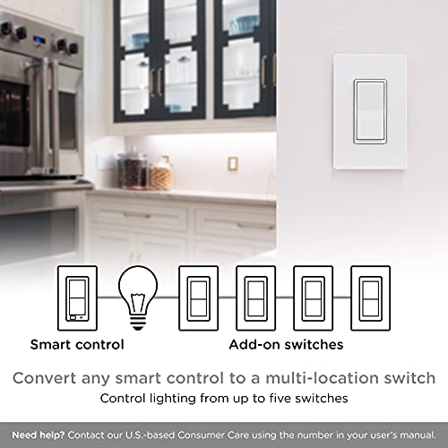 Enbrighten Add-On Switch QuickFit and SimpleWire, In-Wall Rocker Paddle, Z-Wave ZigBee Wireless Smart Lighting Controls, NOT A STANDALONE Switch, 46199 , White and Light Almond