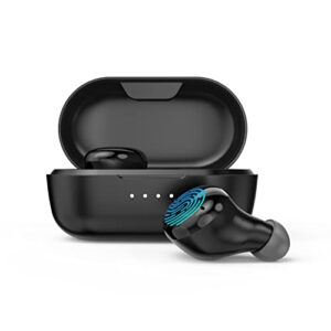 minthouz wireless earbuds bluetooth headphones with 4 microphones, 35h playback deep bass noise cancelling earbuds with ipx5 waterproof, mini stereo wireless earphones for iphone android sports -black