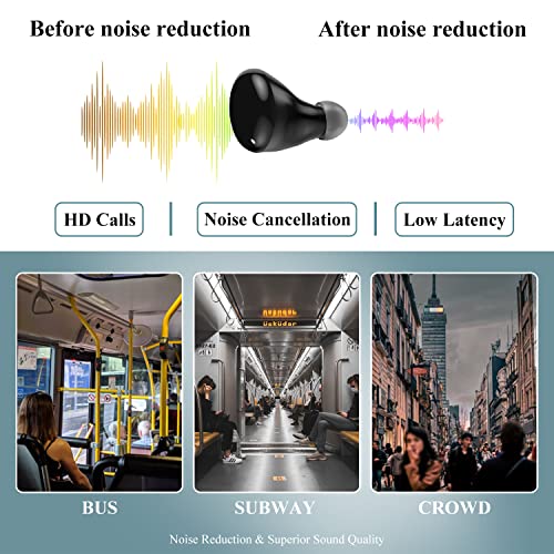 Minthouz Wireless Earbuds Bluetooth Headphones with 4 Microphones, 35H Playback Deep Bass Noise Cancelling Earbuds with IPX5 Waterproof, Mini Stereo Wireless Earphones for iPhone Android Sports -Black