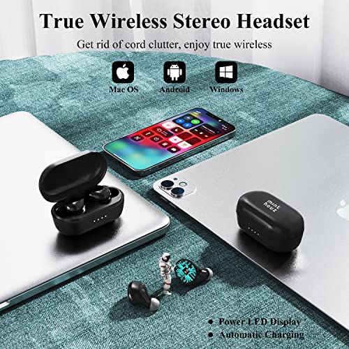 Minthouz Wireless Earbuds Bluetooth Headphones with 4 Microphones, 35H Playback Deep Bass Noise Cancelling Earbuds with IPX5 Waterproof, Mini Stereo Wireless Earphones for iPhone Android Sports -Black