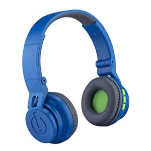 ekids wireless bluetooth kids headphones with microphone, portable volume reduced to protect hearing rechargeable battery, adjustable kids headband for school home or travel blue﻿