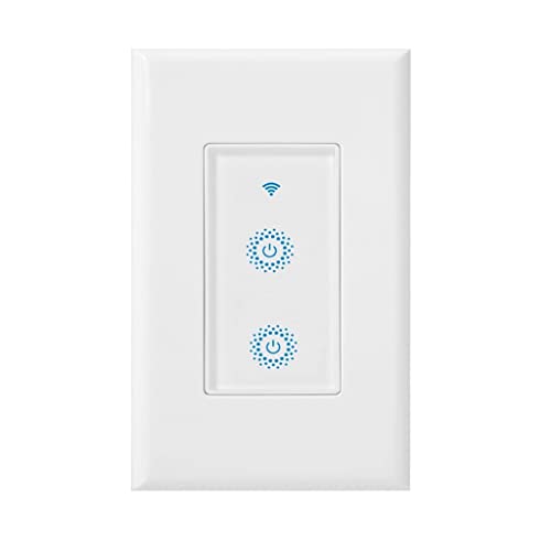 Nexete Smart Wi-Fi Double Light Switch, 2 in1 Single Pole Switch Compatible with Alexa Google Assistant & IFTTT,Remote Control, Timing Function No Hub Required (1-Pack Double Smart Switch)