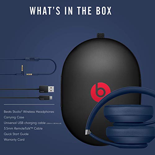 Beats Studio3 Wireless Bluetooth Headphones - Blue/Core (Renewed)