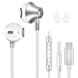 fasgear usb c headphones in ear wired earphones with mic,deep bass hifi dac headset compatible for galaxy s21 ultra/s20 /note 10,google pixel,ipad pro 2020,type-c earbuds for oneplus 8 pro 7t (white)