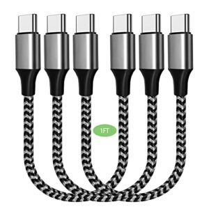 short usb c to usb c cable 1ft 3pack 60w pd fast charging type c nylon braided charger cord compatible with samsung galaxy a01 a03s a11 a12 a13 a21 a32 a42 a51 a71 a80 a81 a90 s22 s21 note 20