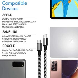 Short USB C to USB C Cable 1FT 3Pack 60W PD Fast Charging Type C Nylon Braided Charger Cord Compatible with Samsung Galaxy A01 A03S A11 A12 A13 A21 A32 A42 A51 A71 A80 A81 A90 S22 S21 Note 20