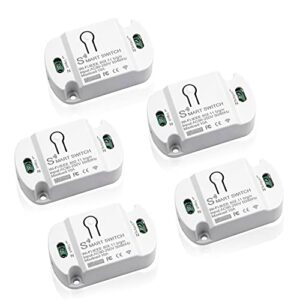 rodot 10a kr2201wb wi-fi wireless smart basic switch for smart home smart life app compatible with alexa & google home assistant no hub required support diy module (5-pack)