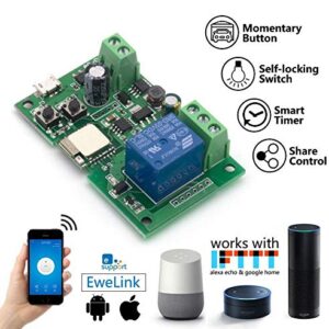 Newgoal wireless jog relay momentary/self-locking switch module DIY smart home remote control wifi relay switch Ewelink App compatible with Alexa Echo Google Home IFTTT (DC1)