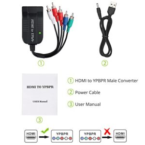 LiNKFOR 1080P HDMI to Component Converter Scaler, HDMI Input to YPbPr Convert HDMI to Component, Only HDMI to Component Converter for HDTV Box PC PS3 Roku Blu-Ray DVD (NOT Component to HDMI)