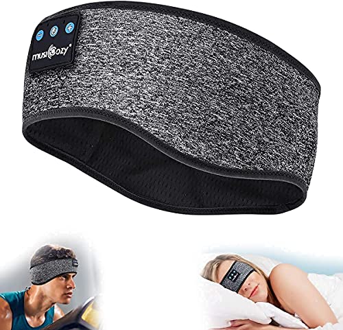 MUSICOZY Sleep Headphones Bluetooth Headband, Wireless Music Sleeping Headphones Mask Earbuds IPX6 Waterproof for Side Sleepers Workout Running Insomnia Travel Yoga Cool Gadgets Tech Unique Gift 2 Pcs