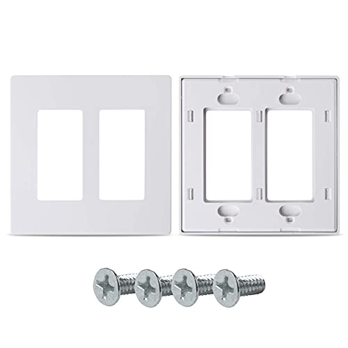 Bates- Screwless Decorator Wall Plates, Two Gang Switch Plate Covers, 4 Pack, Screwless Wall Plates 2 Gang, White Switch Plate Covers, Switch Cover Plate, Wall Switch Cover, Electrical Outlet Cover…