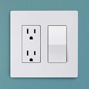 Bates- Screwless Decorator Wall Plates, Two Gang Switch Plate Covers, 4 Pack, Screwless Wall Plates 2 Gang, White Switch Plate Covers, Switch Cover Plate, Wall Switch Cover, Electrical Outlet Cover…