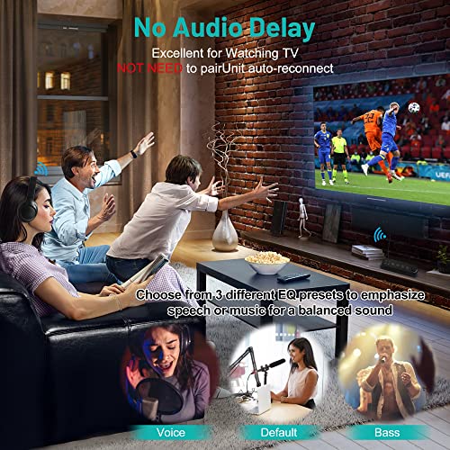 ASTSH TV Headphone Wireless with Bluetooth 5.2 Transmitter, Bluetooth Headphones for TV, 3 EQ Sound, 164ft Range No Audio Delay, Digital Optical RCA AUX