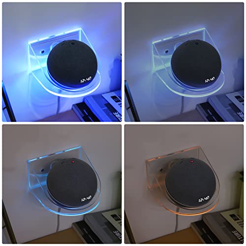 Kakajuelo Wall Mount for Echo Dot 4th/5th Generation, Speaker Mount for Echo Dot 5th Gen with Clock & Kids Edition, Transparent Light Guide Wall Mount Enhanced Halo Effect More Eye-Catching (1Pack)