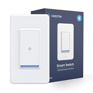 crestin smart switch, 2.4ghz wifi & bluetooth smart light switch works with alexa & google assistant, neutral wire needed, remote control & timer, single pole, fcc certified, no hub required (1 pack)
