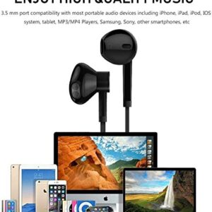 Headphones with Microphone, Boost+ Balanced Bass Driven Earbuds, Microphone Volume Slide Control, Lightweight Earphones with 3.5mm Connector Jack for Laptop/Smartphone/PC, Black