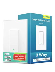 3 way smart light switch (neutral wire required), meross 2.4g wifi light switch supports alexa, google assistant and smartthings, voice control and schedule (1 pack)