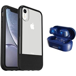 OtterBox Statement Series Case for iPhone XR with Sesh True Wireless in-Ear Earbud, Blue Bundle - Lucent Black (Clear/Black)