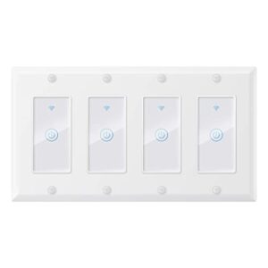 WIFI Smart Light Switch,Inle Tuya Smart Switch,Compatible with Alexa/Google Assistant and IFTTT,Remote Control and Timer,No Hub Required,Neutral Wire Required,15A 100-240v 2.4GHz(4 Gang)